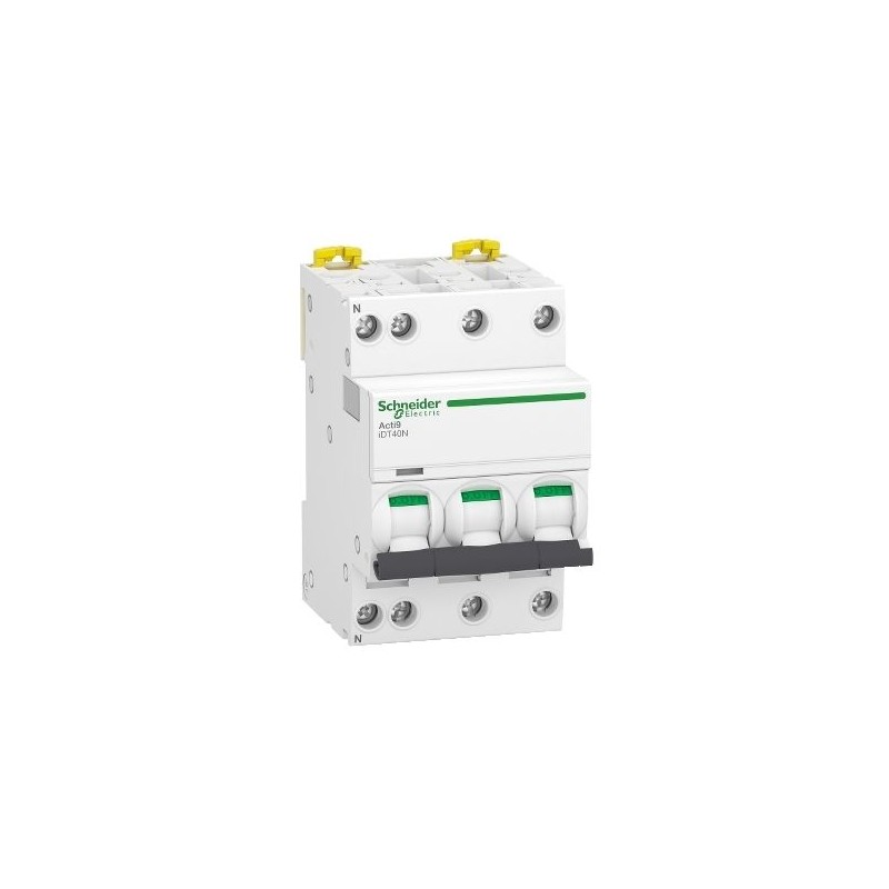 1 pcs - Schneider Electric Acti 9 Acti9 iDT40N MCB, 3P+N, 20A Curve D, 400V AC