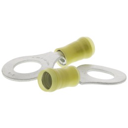 100 pcs - TE Connectivity, PIDG Insulated Ring Terminal, M10 Stud Size, 2.6mm² to 6.6mm² Wire Size, Yellow