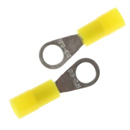 100 pcs - RS PRO Insulated Ring Terminal, M3 Stud Size, 0.2mm² to 0.5mm² Wire Size, Yellow