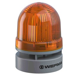 1 pcs - Werma EvoSIGNAL Mini Series Yellow Sounder Beacon, 12 V dc, Base Mount