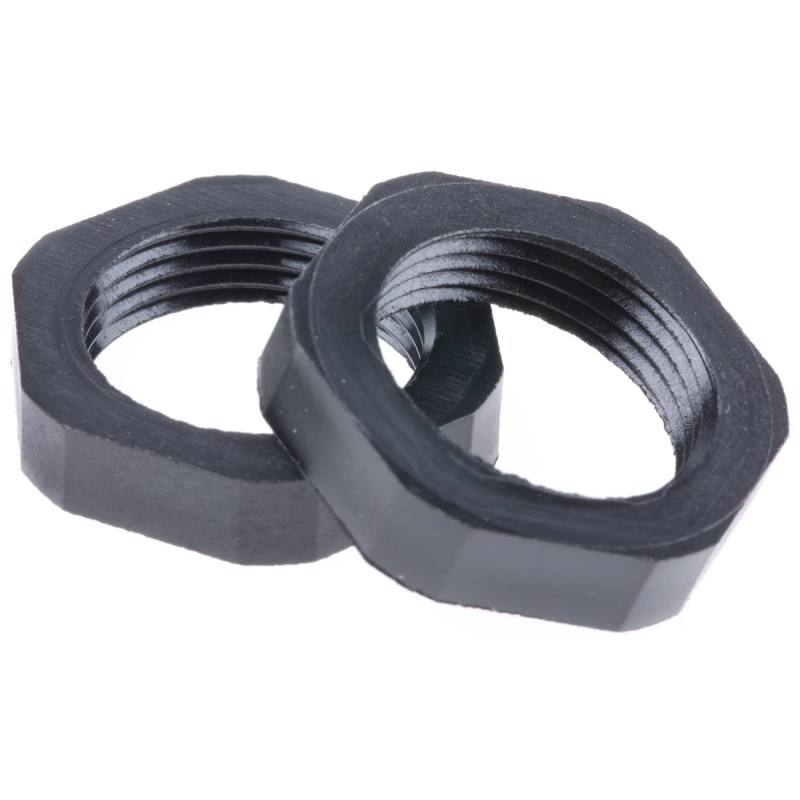 25 pcs - RS PRO Black Nylon Cable Gland Locknut, PG13.5 Thread