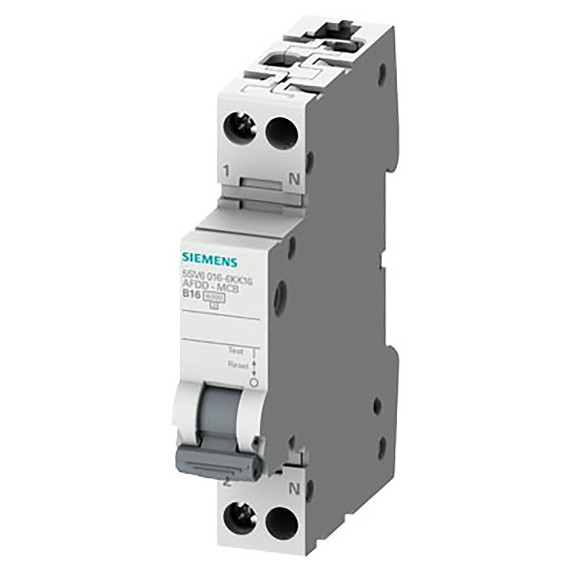 1 pcs - Siemens SENTRON 5SV6016 Fire Safety Circuit Breaker, 2P, 16A Curve B, 230V AC, 6 kA Breaking Capacity