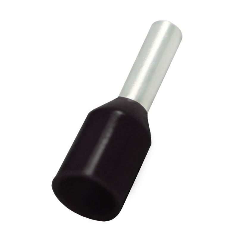 500 pcs - RS PRO Insulated Bootlace Ferrule, 6mm Pin Length, 2mm Pin Diameter, 1.5mm² Wire Size, Black