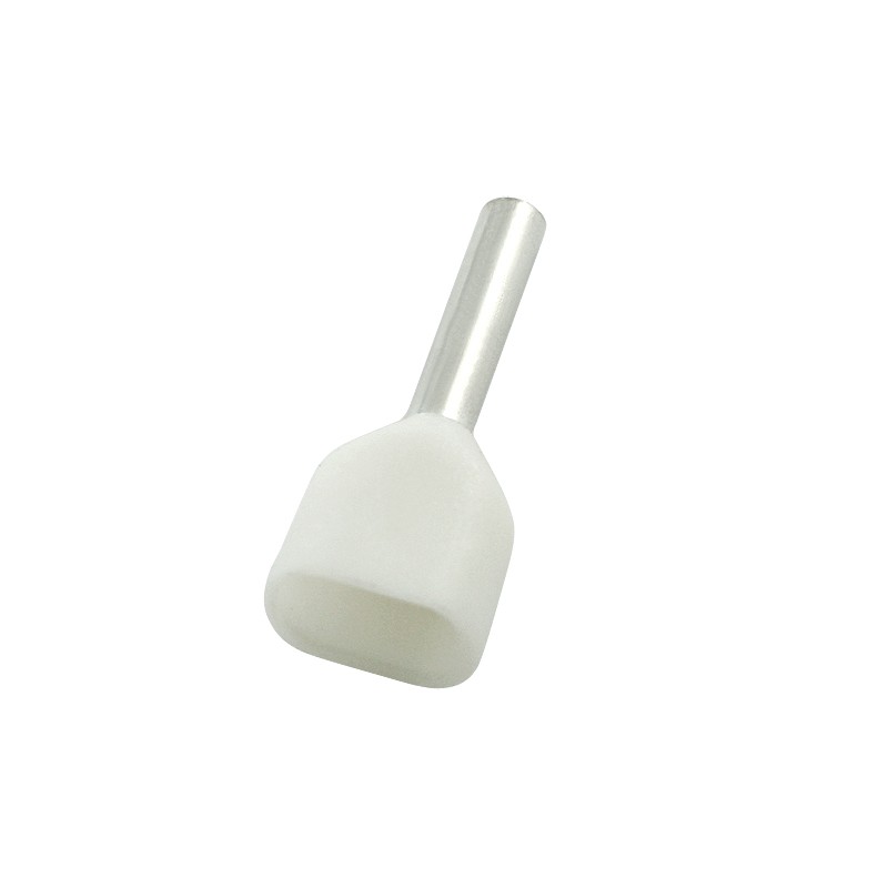500 pcs - RS PRO Insulated Bootlace Ferrule, 8mm Pin Length, 2.1mm Pin Diameter, 2 x 0.75mm² Wire Size, White