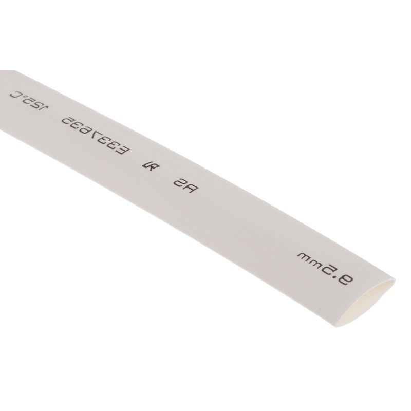 1 Reel of 6 M - RS PRO Heat Shrink Tubing, White 9.5mm Sleeve Dia. x 6m Length 2:1 Ratio