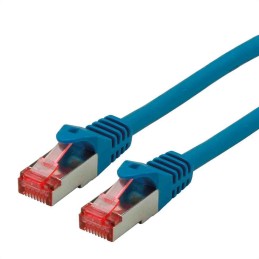 1 pcs - Roline Cat6 Male RJ45 to Male RJ45 Ethernet Cable, S/FTP, Blue LSZH Sheath, 300mm, Low Smoke Zero Halogen (LSZH)