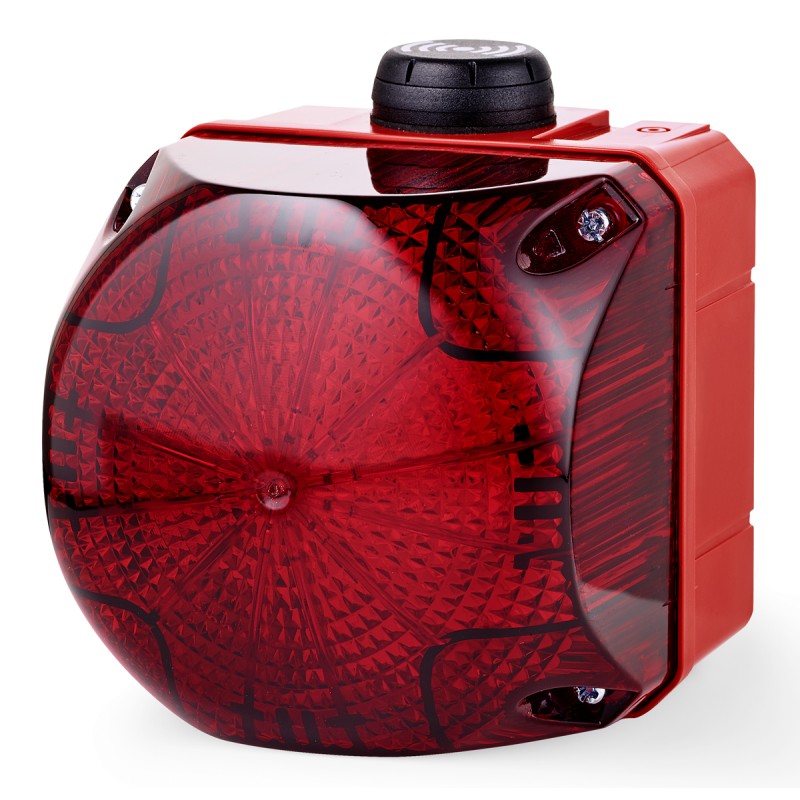 1 pcs - AUER Signal QSS Series Red Buzzer Beacon, 230 - 240 V ac, IP65, Surface Mount, 80 at 1 Metre