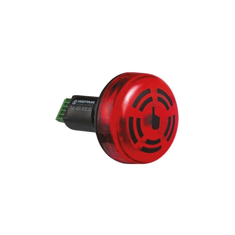 1 pcs - Werma 450 Series Red Buzzer Beacon, 30 V dc, Panel Mount, 80dB at 1 Metre
