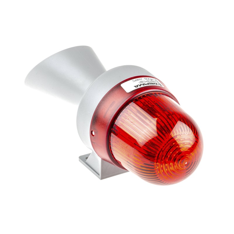 1 pcs - Werma 424 Series Red Horn Beacon, 24 V ac/dc, IP65, Surface Mount, 98dB at 1 Metre