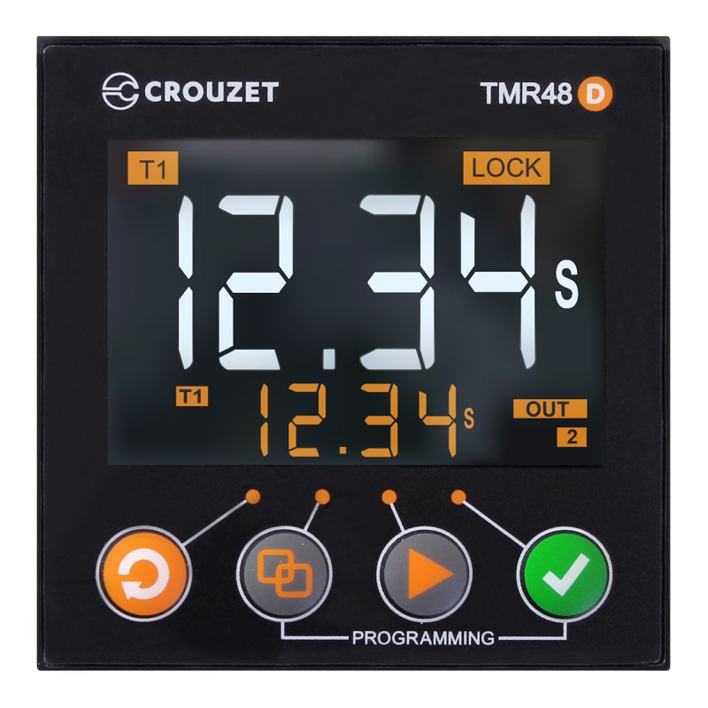 1 pcs - Crouzet Syr-Line Series Panel Mount Timer Relay, 24 - 240V ac/dc, 2-Contact, 0.001 - 9.999 s, 0.01