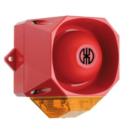 1 pcs - Werma 439 Series Red/Yellow Sounder Beacon, 115 - 230 V, IP65, Wall Mount, 98dB at 1 Metre