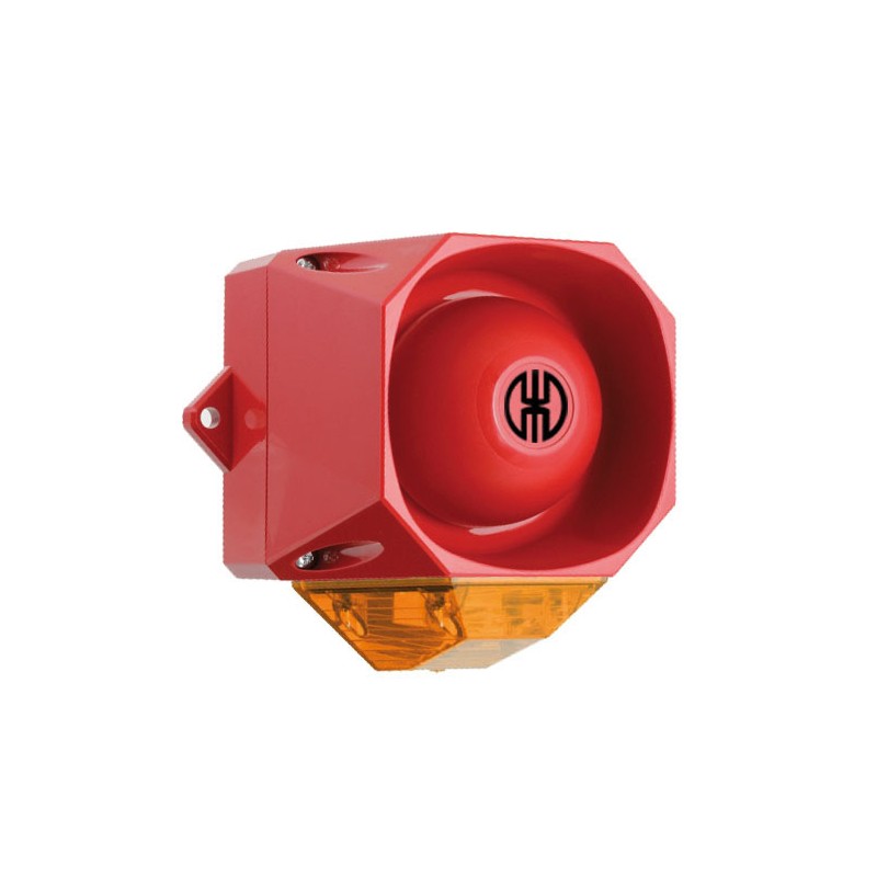 1 pcs - Werma 439 Series Red/Yellow Sounder Beacon, 115 - 230 V, IP65, Wall Mount, 98dB at 1 Metre