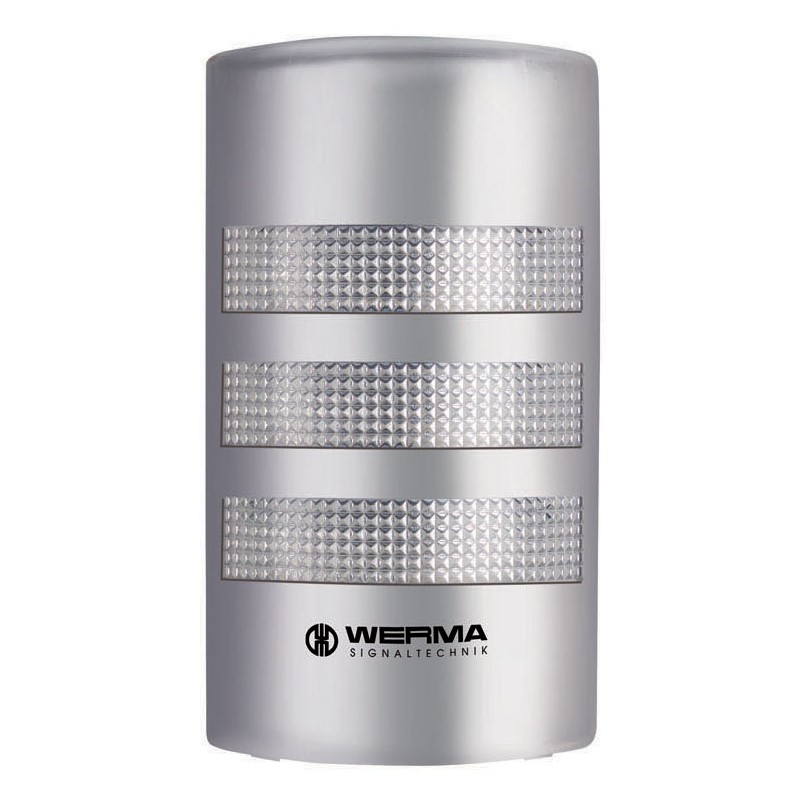1 pcs - Werma FlatSIGN Series Clear Buzzer Signal Tower, 3 Lights, 24 V, Wall Mount