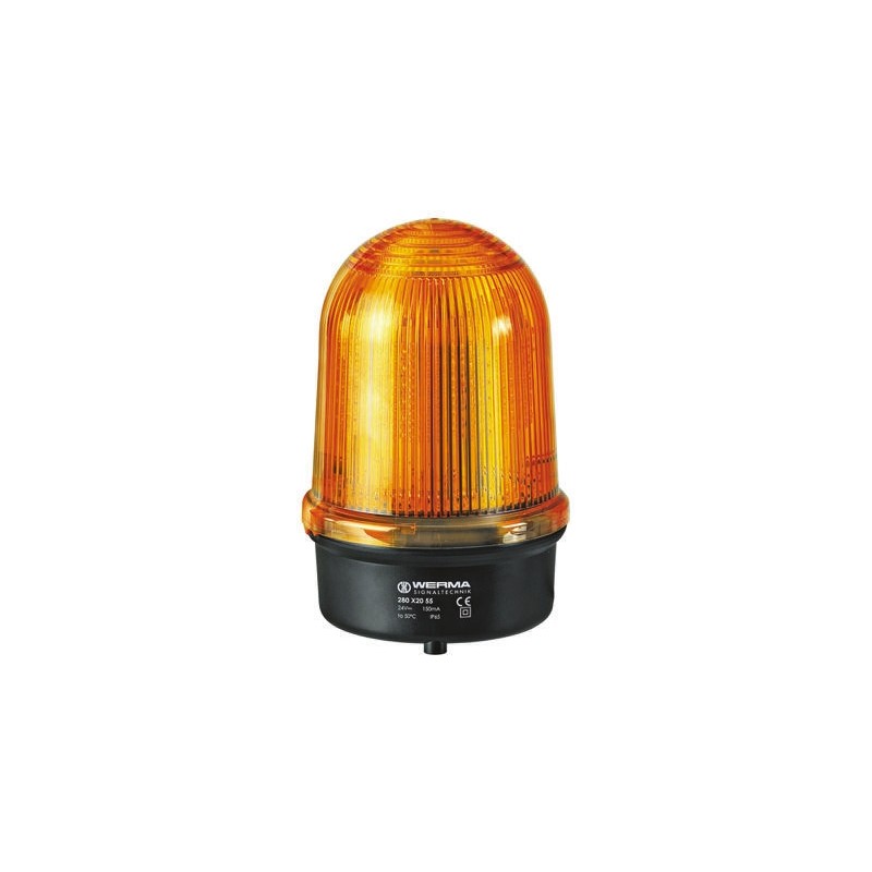 1 pcs - Werma BM 280 Series Yellow Rotating Beacon, 115 - 230 V ac, Surface Mount, LED Bulb, IP65