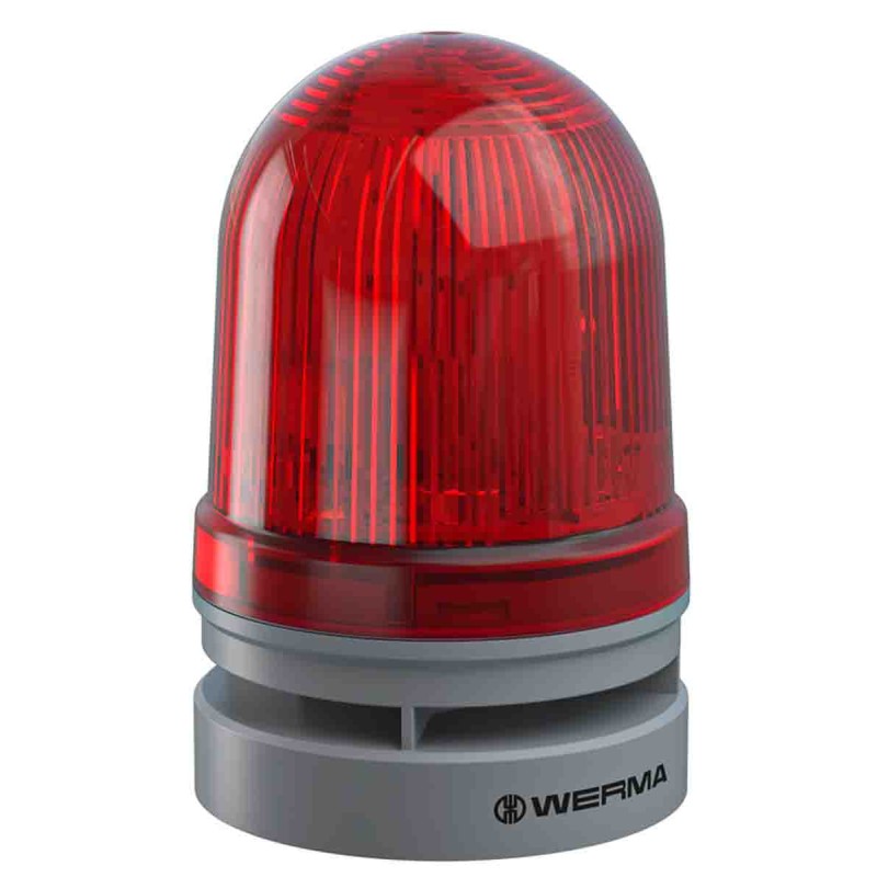 1 pcs - Werma EvoSIGNAL Midi Series Red Sounder Beacon, 115 - 230 V ac, Base Mount