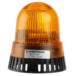 1 pcs - Werma 421 Series Yellow Sounder Beacon, 24 V ac/dc, IP65, Surface Mount, 105dB at 1 Metre