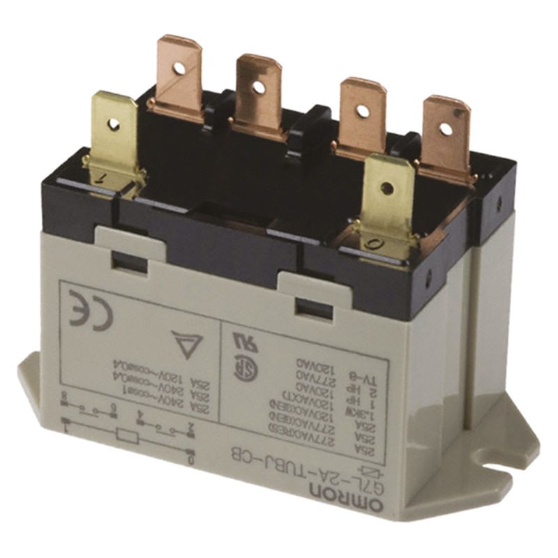 1 pcs - Omron Panel Mount Power Relay, 12V dc Coil, 25A Switching Current, DPST