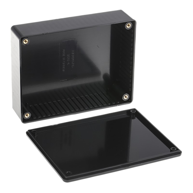 1 pcs - Hammond 1591 Series Black Flame Retardant ABS Enclosure, IP54, Black Lid, 121 x 94 x 34mm