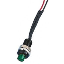 1 pcs - Oxley Green Panel Mount Indicator, 24V ac, 6.4mm Mounting Hole Size, Lead Wires Termination, IP66