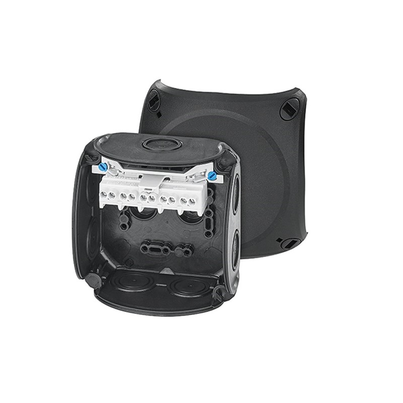 1 pcs - HENSEL DK Series Black Polypropylene Terminal Box, IP66, 5 Terminals, 70 x 104 x 104mm
