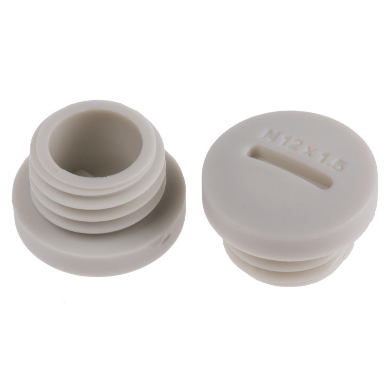 100 pcs - RS PRO Blanking Plug, M12, 11.7mm Hole Diameter, Nylon 66, 15mm Diameter, Threaded