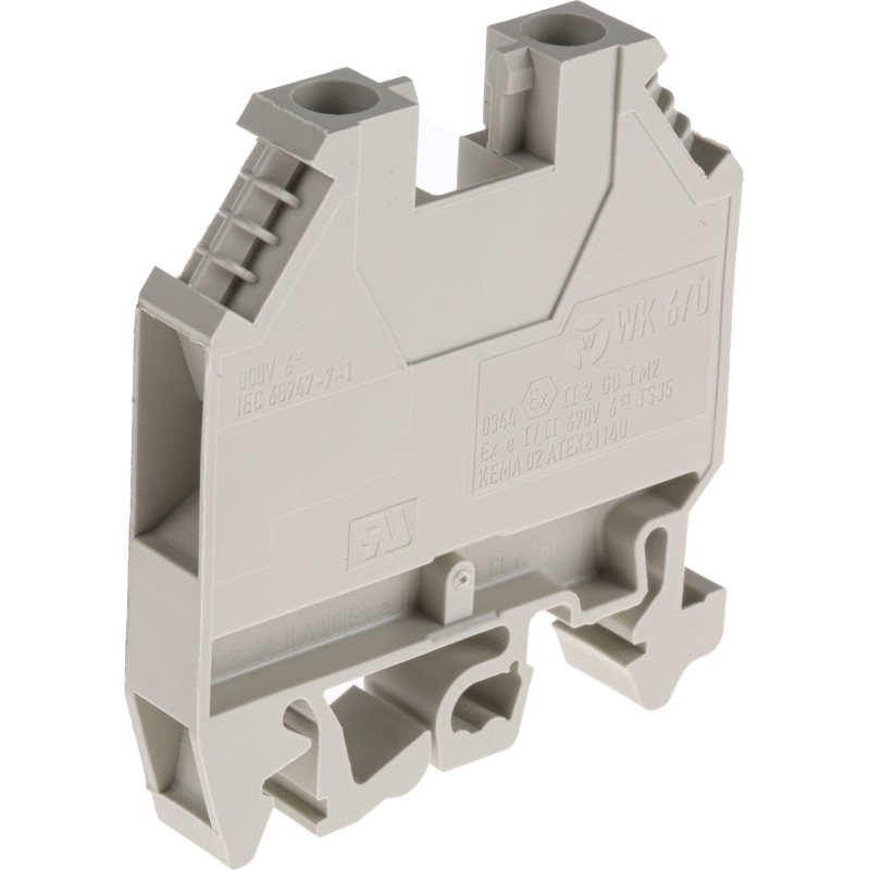 5 pcs - RS PRO Grey Feed Through Terminal Block, 6mm², Single-Level, Screw Termination
