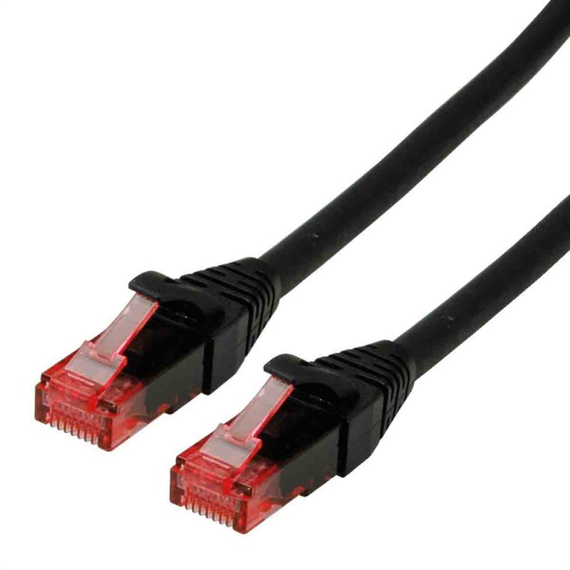 1 pcs - Roline Cat6 Male RJ45 to Male RJ45 Ethernet Cable, U/UTP, Black LSZH Sheath, 300mm, Low Smoke Zero Halogen (LSZH)