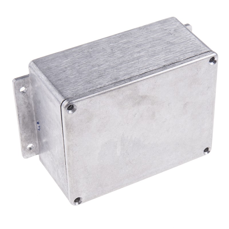 1 pcs - RS PRO Silver Die Cast Aluminium Enclosure, Flanged, Silver Lid, 139.8 x 89.7 x 55.2mm