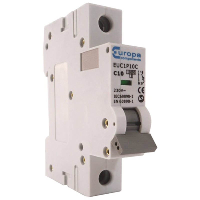 1 pcs - Europa EUC1P EUC MCB, 1P, 16A Curve C, 230V AC, 10 kA Breaking Capacity