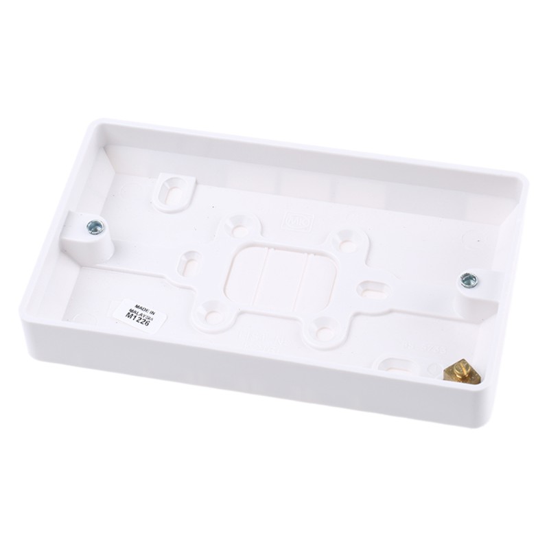 1 pcs - MK Electric Logic Plus White Gloss Back Box, BS, IP20, 2 Gangs, 148 x 87 x 16mm