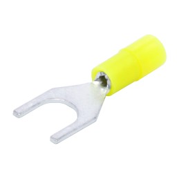 100 pcs - RS PRO Insulated Crimp Spade Connector, 0.2mm² to 0.5mm², 26AWG to 22AWG, M4 Stud Size Nylon, Yellow