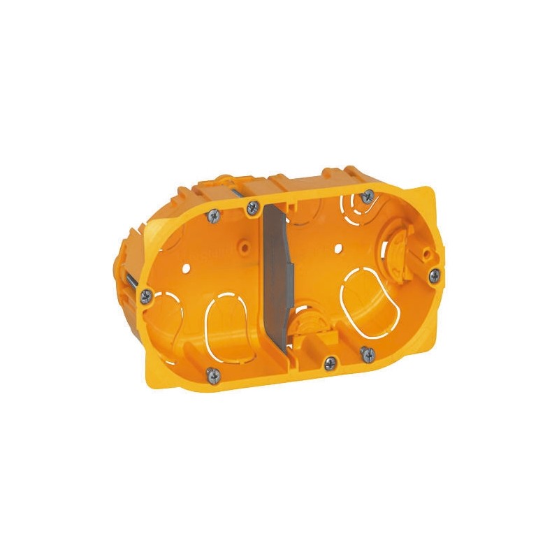 1 pcs - Legrand Batibox Yellow Plastic Back Box, NF, 2 Gangs
