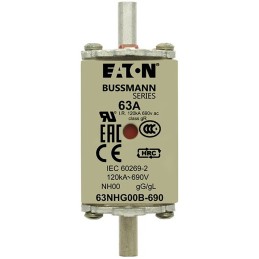 1 pcs - Eaton 63A Centred Tag Fuse, NH00, 500V ac