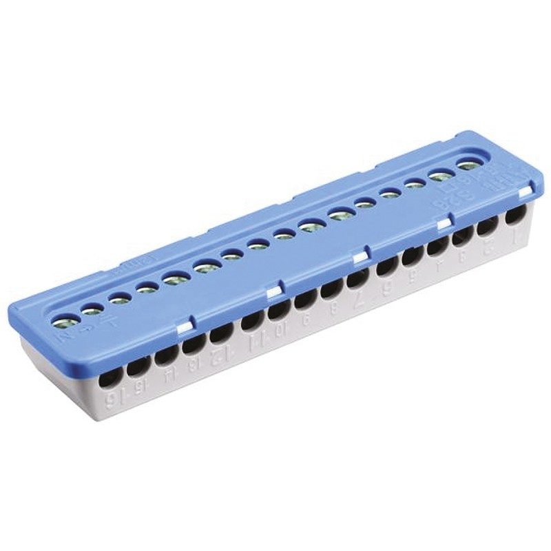 1 pcs - Entrelec MISTRAL65 Series Non-Fused Terminal Block, 16-Way, 100A, 6 mm², 16 mm² Wire, Screw Termination