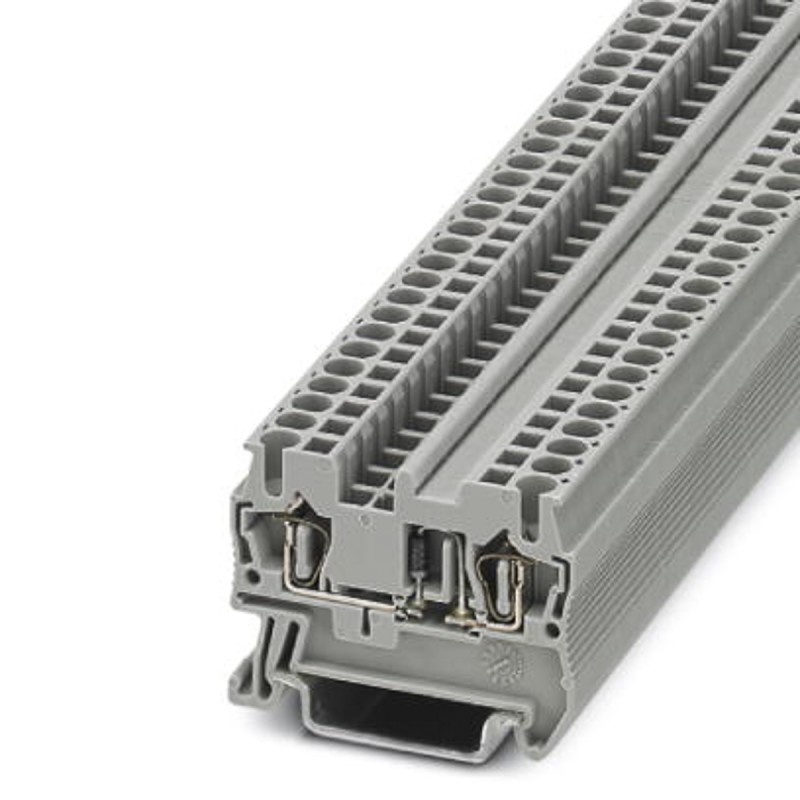 5 pcs - Phoenix Contact ST 2.5-DIO/R-L Series Grey DIN Rail Terminal Block, Single-Level, Spring Clamp Termination