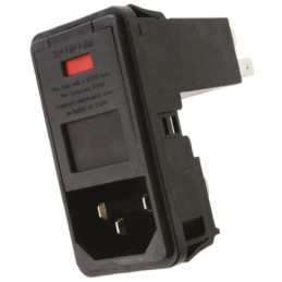 1 pcs - TE Connectivity 10A, 250 V ac Male Snap-In IEC Filter PS000D000, Spade 2 Fuse