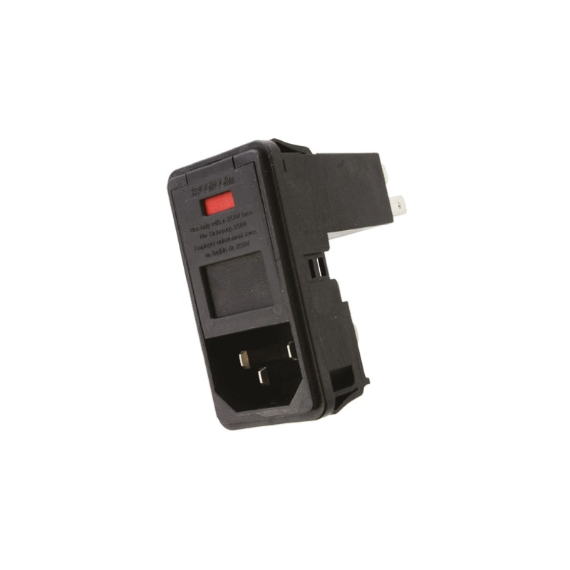 1 pcs - TE Connectivity 10A, 250 V ac Male Snap-In IEC Filter PS000D000, Spade 2 Fuse
