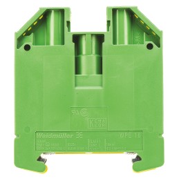 1 pcs - Weidmuller 2-Way WPE 16 Earth Terminal Block, 16mm², 14 - 6 AWG Wire, Screw Down, Wemid Housing, ATEX