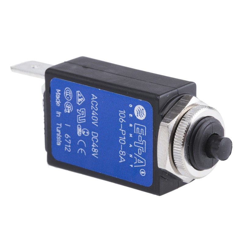 1 pcs - ETA Thermal Circuit Breaker - 106 Single Pole 240V Voltage Rating Panel Mount, 8A Current Rating