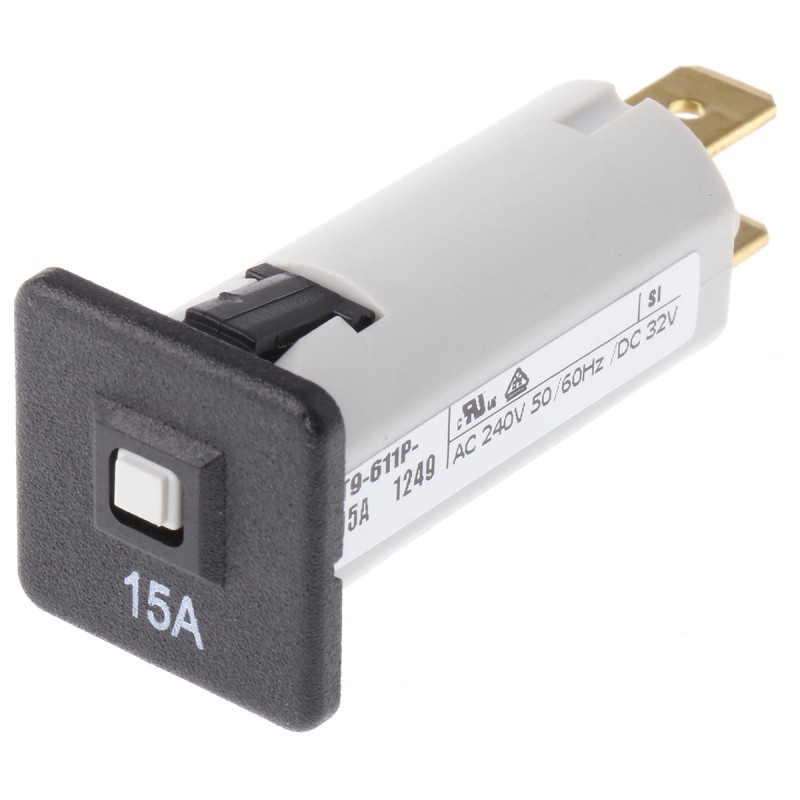 1 pcs - Schurter Thermal Magnetic Circuit Breaker - Single Pole 240 V ac, 32V dc Voltage Rating, 15A Current Rating