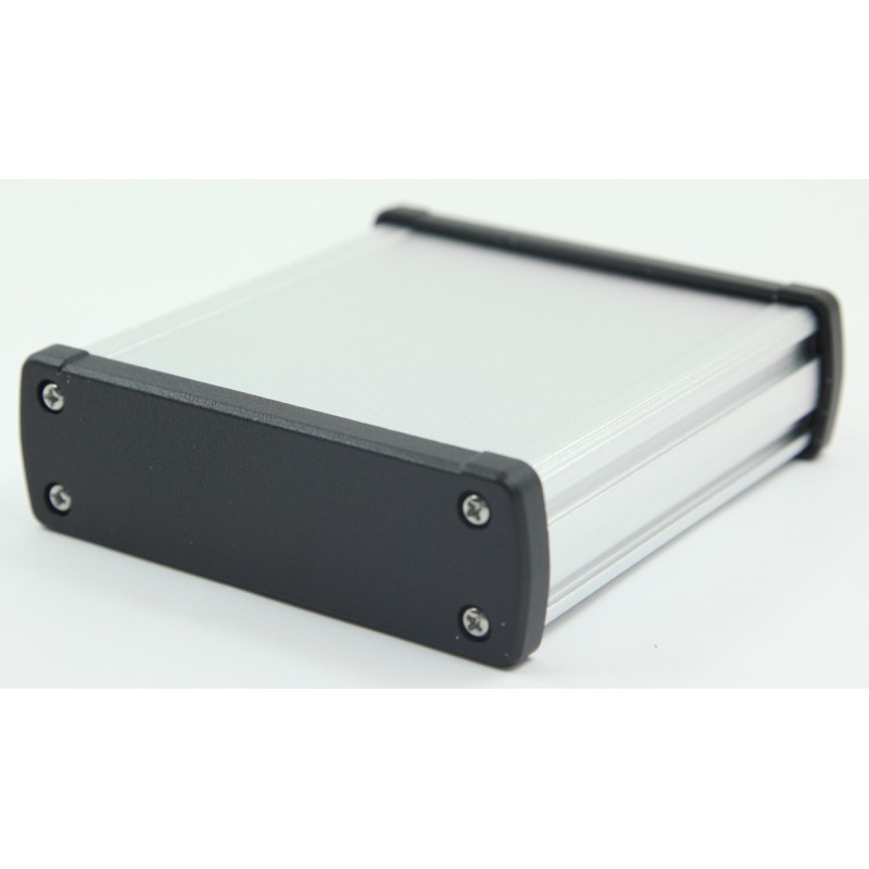 1 pcs - RS PRO Silver Aluminium Enclosure, IP66, Black Lid, 113.7 x 35.2 x 119mm