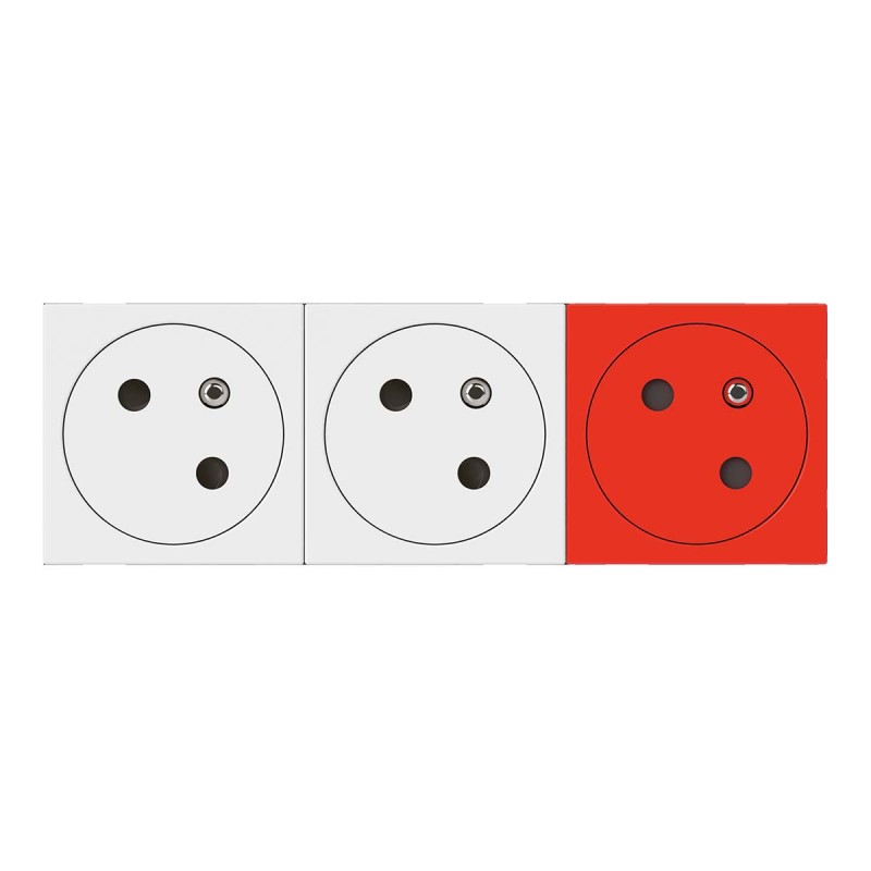 10 pcs - Legrand Red, White 3 Gang Plug Socket, 16A, Indoor Use