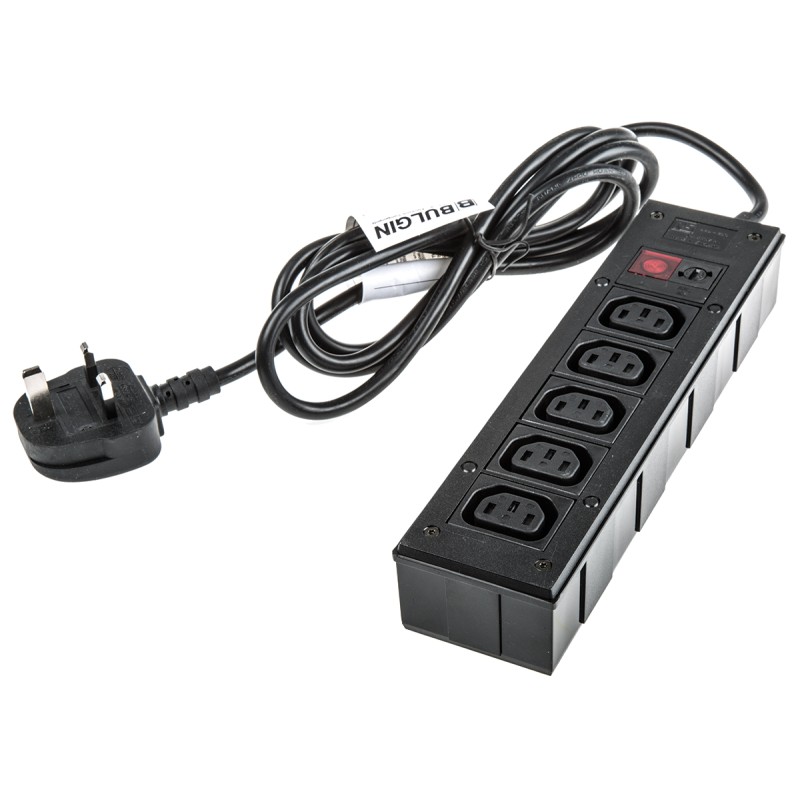 10 pcs - IEC C13 5 Gang Power Distribution Unit, 2m Cable, 10A, 250 V ac