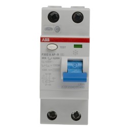 1 pcs - ABB F200 RCCB, 40A, 2 Pole, 30mA, Type A, 230/400V ac