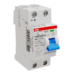 1 pcs - ABB F200 RCCB, 40A, 2 Pole, 30mA, Type A, 230/400V ac