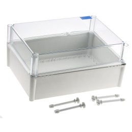 1 pcs - Fibox FEX Series Grey Polycarbonate Enclosure, IP54, Transparent Lid, 378 x 278 x 180mm