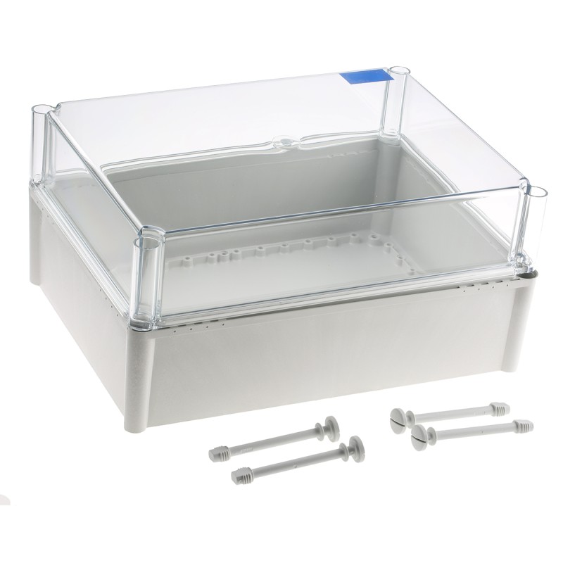 1 pcs - Fibox FEX Series Grey Polycarbonate Enclosure, IP54, Transparent Lid, 378 x 278 x 180mm
