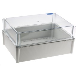 1 pcs - Fibox FEX Series Grey Polycarbonate Enclosure, IP54, Transparent Lid, 378 x 278 x 180mm