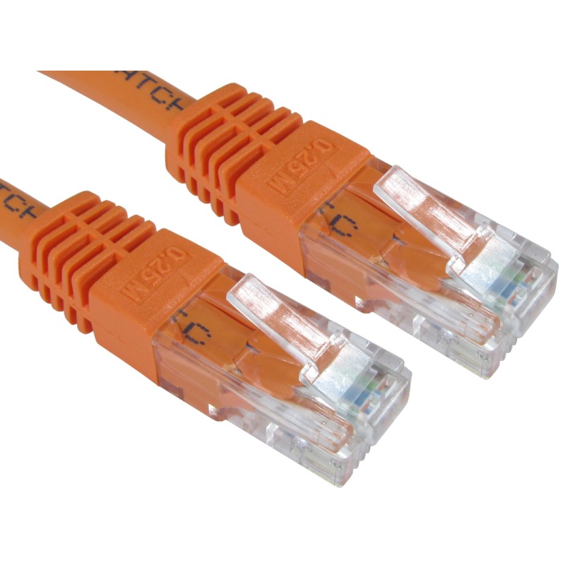 1 pcs - RS PRO Cat6 Straight Male RJ45 to Straight Male RJ45 Ethernet Cable, UTP, Orange PVC Sheath, 250mm