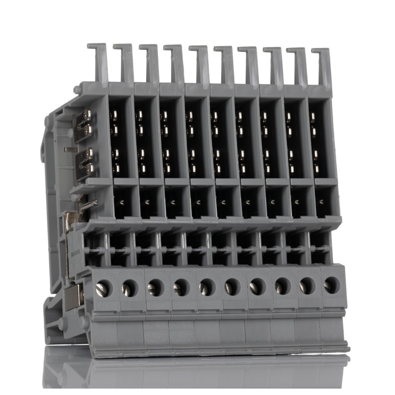 50 pcs - Phoenix Contact 8-0, 8), VBSTB 4-FS (6-2 Series Grey Feed Through Terminal Block, 2.5mm², 1-Level, Screw Termination